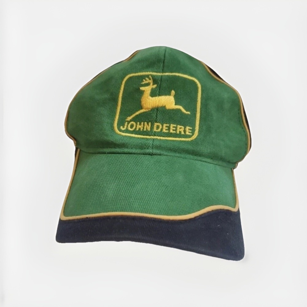 Vintage Embroidered JOHN DEERE K-Products Green Adjustable Hat Black Green